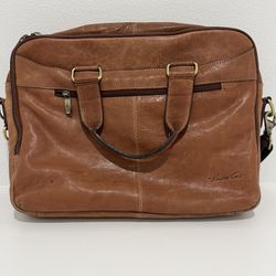 Kenneth Cole Leather Briefcase, Tan - Laptop Bag, Briefcase & Messenger Satchel Bag, Portfolio Shoulder Bag