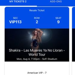 SHAKIRA VIP TICKETS FOR LA 08/04/25