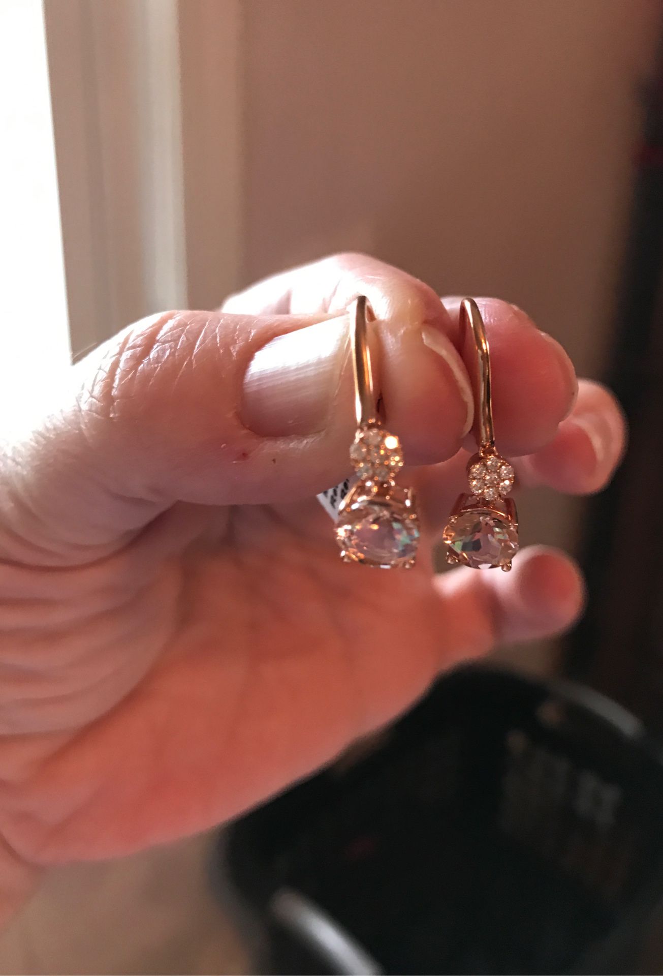18k genuine morganite diamond earrings