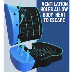 Everlasting Comfort Doctor Recommended Memory Foam Seat Cushion for Office Chairs & Car - Ergonomic Office Desk Accessories - Cushions for Tailbone Pa