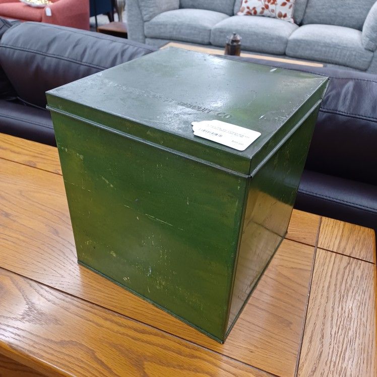 Antique PACIFIC COAST BISCUIT CO Green Metal Cube Bin