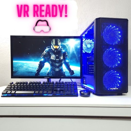 i7 10700 "Blue Halo" FAST Gaming PC - RTX 2070, 32GB RAM, SSD, 2.5TB HDD, w KbM!