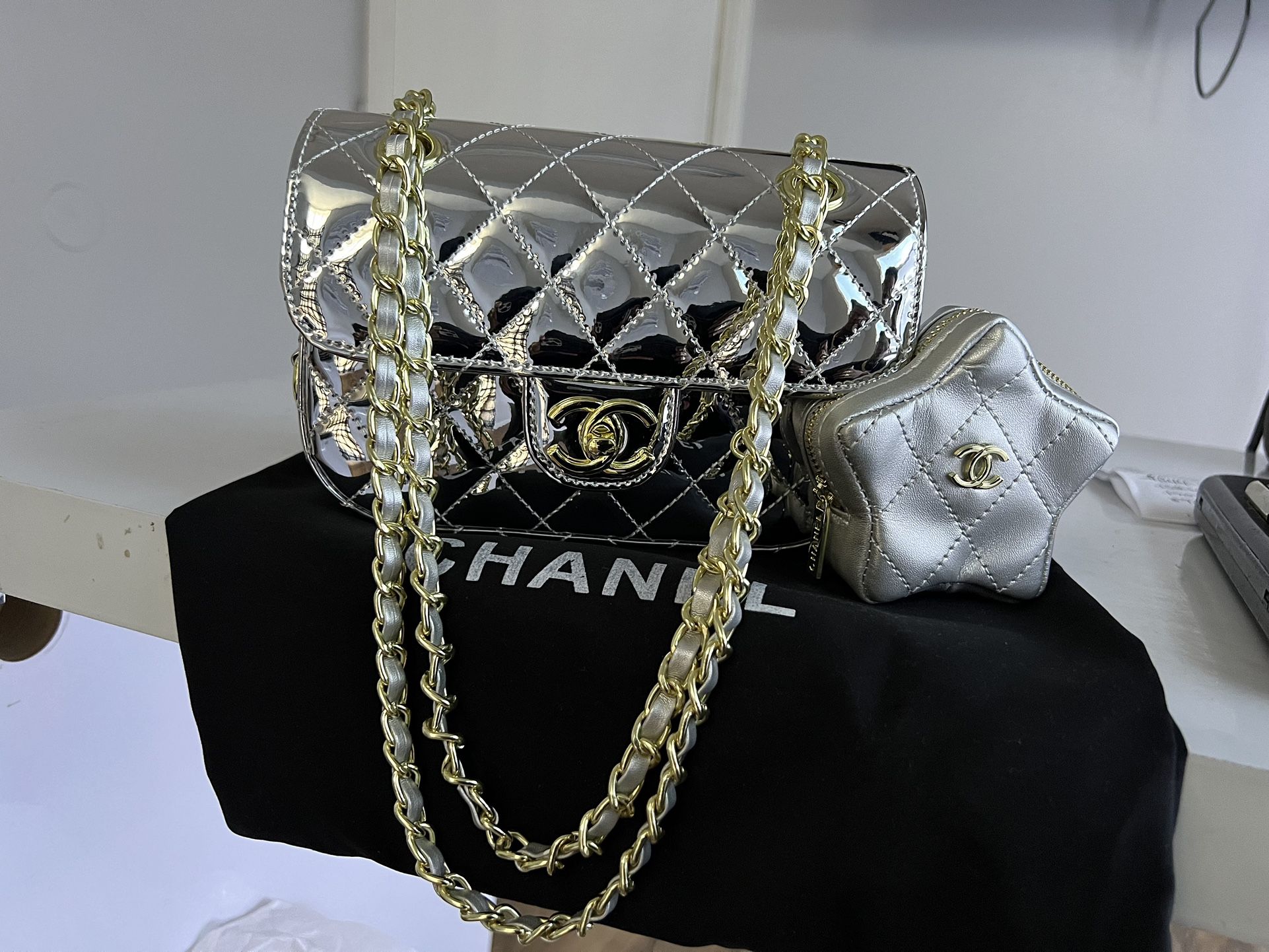 Cc Flap Bag With The Star Coin Purse ( Gold Hardware)