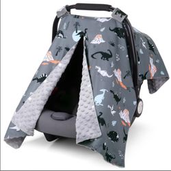 Car Seat Cover Baby, Minky Infant, Peekaboo Dinosaur