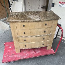 Hickory White Marble Dresser / Chest of Drawers