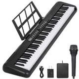 Digital Piano 88 Key with Semi-Weighted Keys, Full-Size 88 Key Keyboard Piano for Beginner, with Power Adapter, Sustain Pedal, Bluetooth, MIDI, for Be
