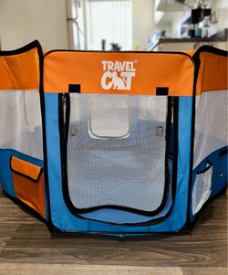 Travel Cat" branded pop-up pet playpen