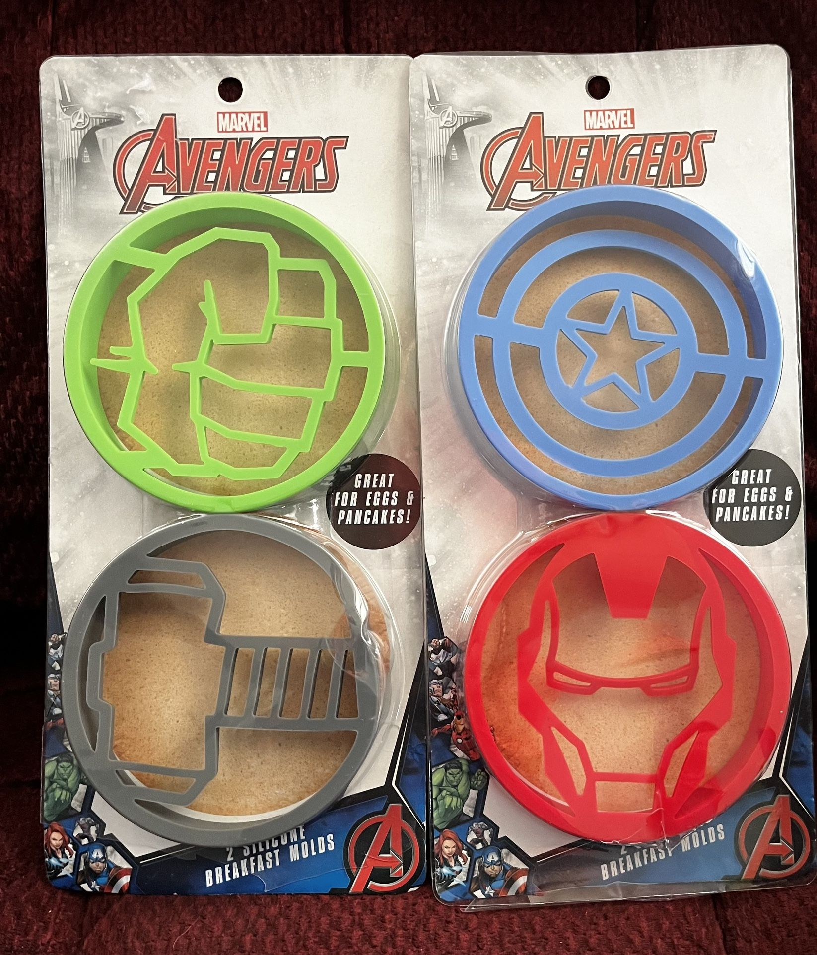 Two Marvel Avengers Silicone Breakfast Molds