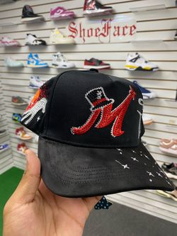 Black Rhinestone Embellished Snapback Hat