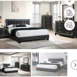 4- Pc Bedroom set Dresser,Mirror Nightstand (1) Queen size bed frame Not including Mattress and Box Sp