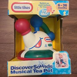 NEW Vintage 2002 Little Tikes Kettle Discover Sounds Music Light Up Tea Pot