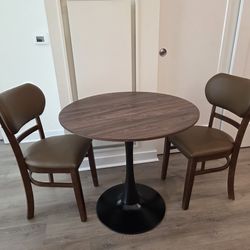 **NEW** Solid Malaysian Oak Leather Rounded Back Chairs