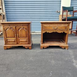 Knob Creek solid oak nightstands matching pair made in USA