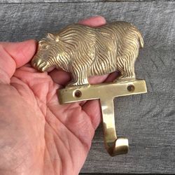 Brass Hippo? Hat Purse Jacket Hook