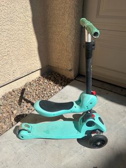 Skidee 3-Wheel Kids Scooter with Seat – Teal Green