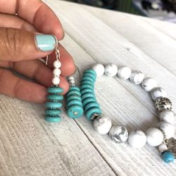Handmade turquoise bracelet n earrings set!