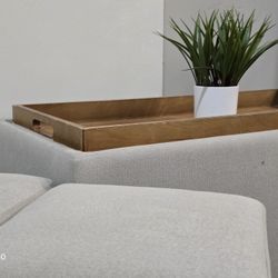 Coffee Table with Reversible Tray + 2 Storage Ottomans