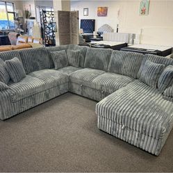 Grey Corduroy Sleeper Sofa Sectional 