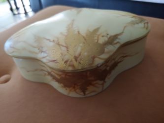 Hand painted bisque porcelain candy dish
