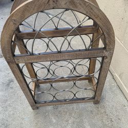 Stylish 9 Bottle Wine Rack In Solid Wood And Metal