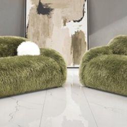 Brand New Green Super Plush Sofa & Loveseat (Pillows Included)