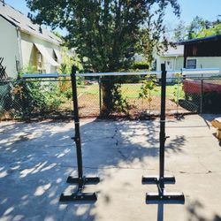 Olympic Barbell +Adjustable Squat Rack NEW 