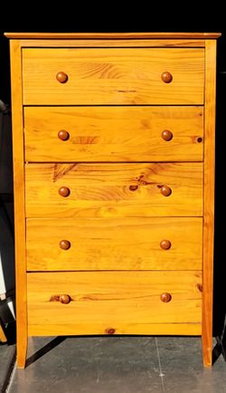 Solid Wood 5-Drawer Upright Dresser
​Styurdy,  construction with a beautiful natural grain. This is a solid piece of furniture, not particle board. Al