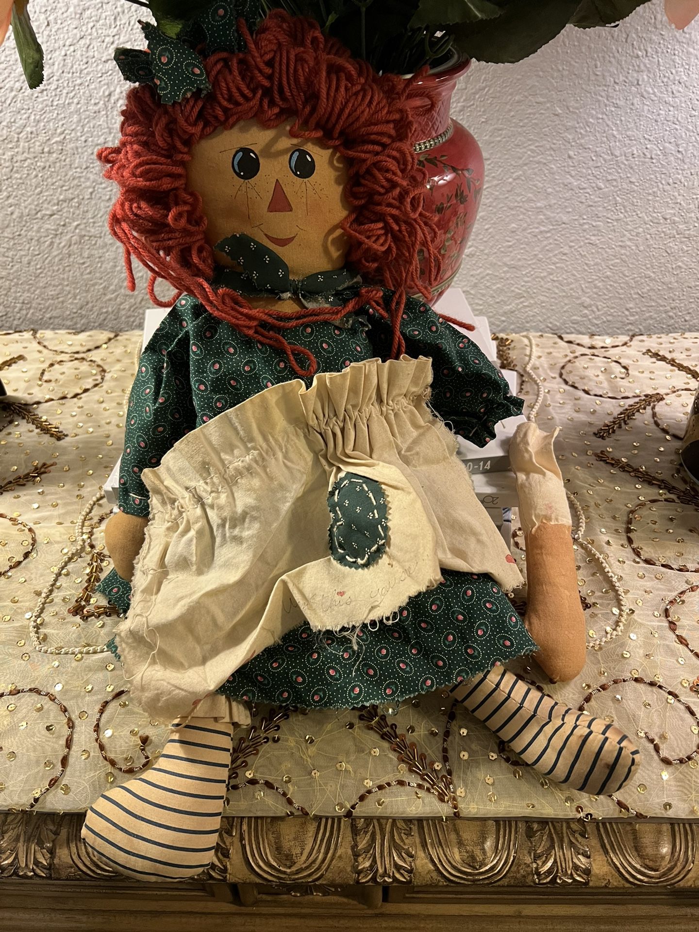 vintage Raggedy Ann Doll 19”H