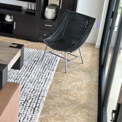 Pier 1 Imports Black Rattan Wicker Chair Mid Century Modern Style 