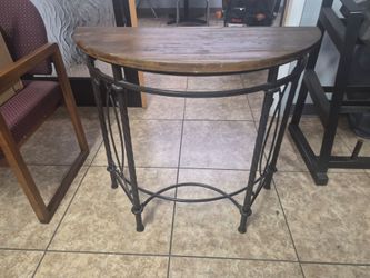 Half Moon Console Table Wood and Metal