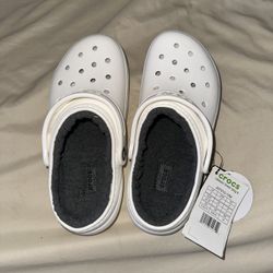 Crocs Kids Classic Lined Clog White/ Grey 
