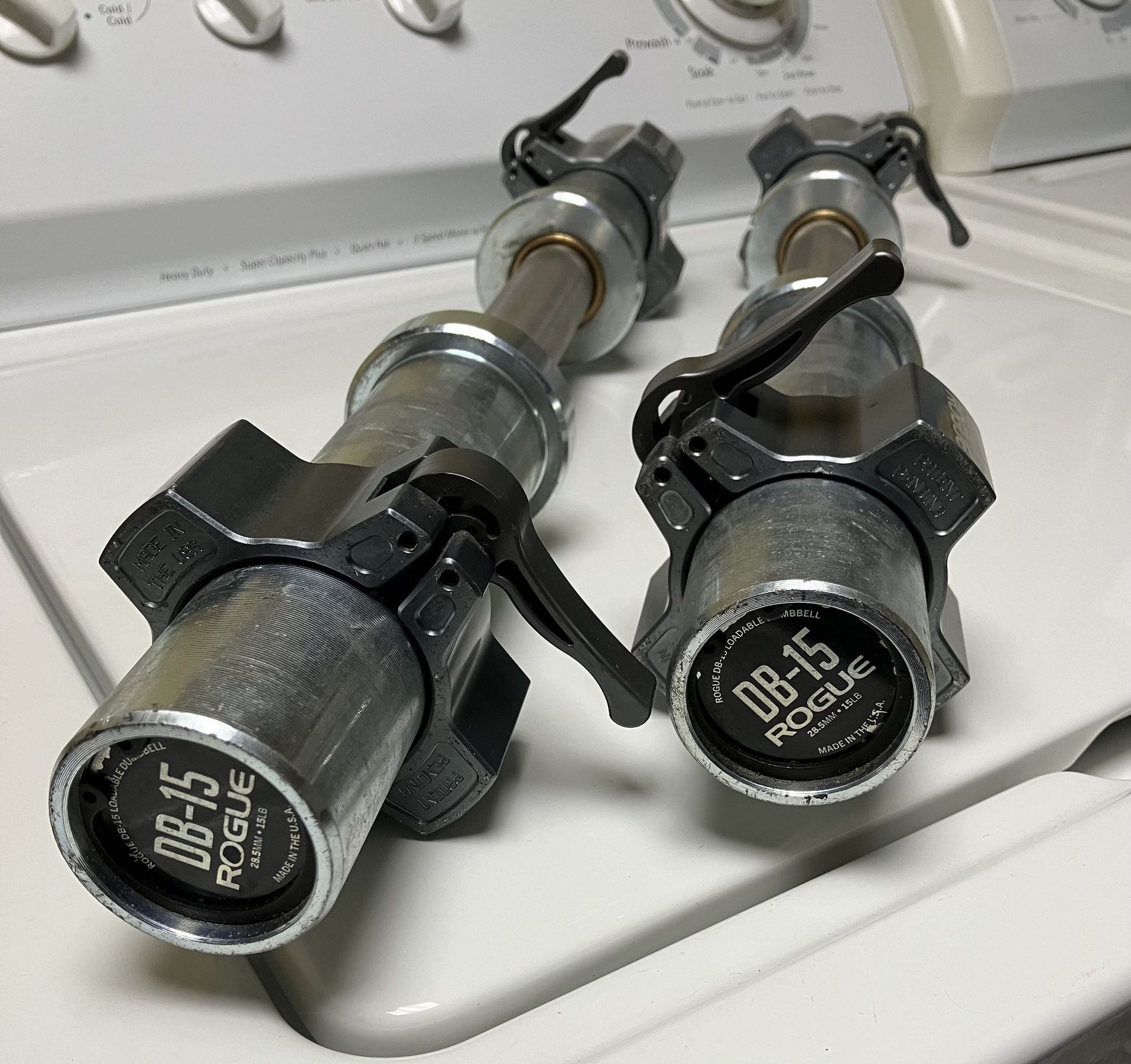 Rogue Stainless Steel DB-15 Loadable Dumbbell Set Dumbbells for Olympic 2” Weight Plates Weights Plate DB15 brand Fitness SS