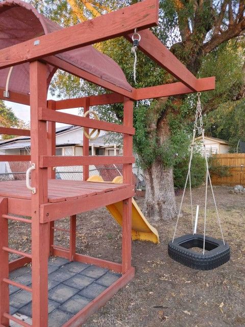 Double Slide Wooden Swingset