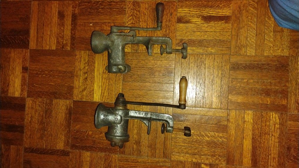 Vintage Healthline, And Keystone Meat Grinders.
