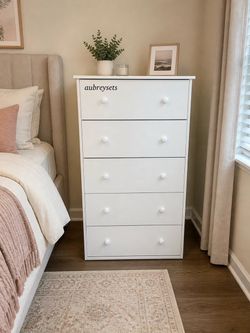 White 5 drawer chest jumbo drawers