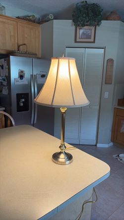 Brass Table Lamp with Cream Shade