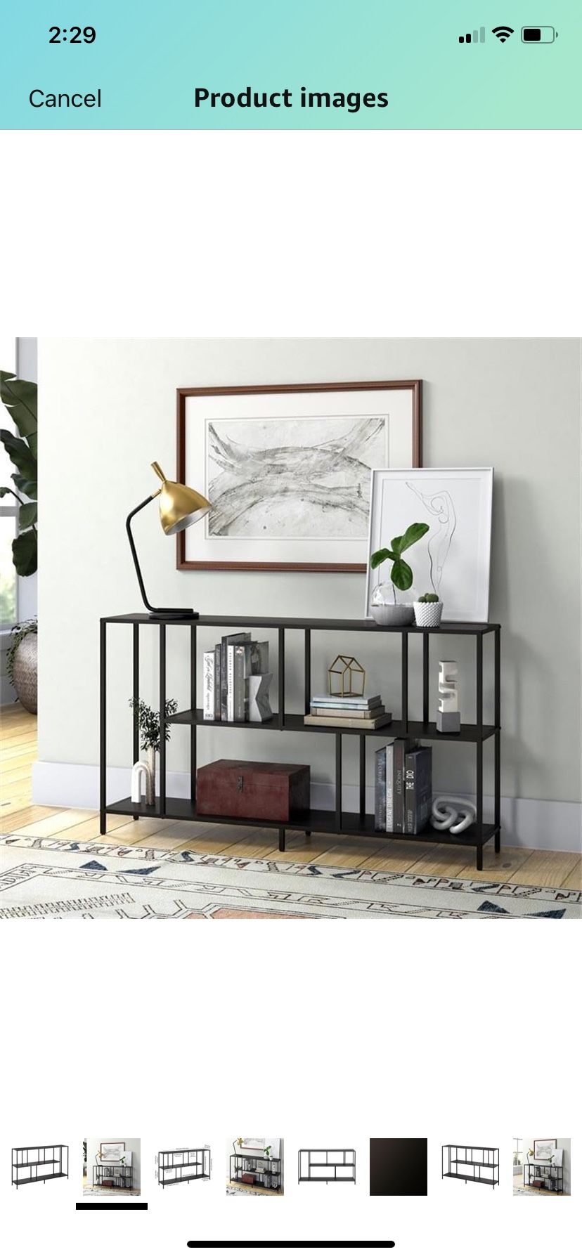 Henn & Hart Matte Black Console Table Shelf 52” Wide West Elm Dupe