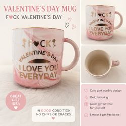 Pink Marble Valentine’s Day Mug – Gold Lettering
