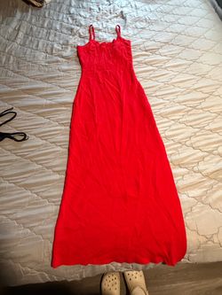 Long red dress