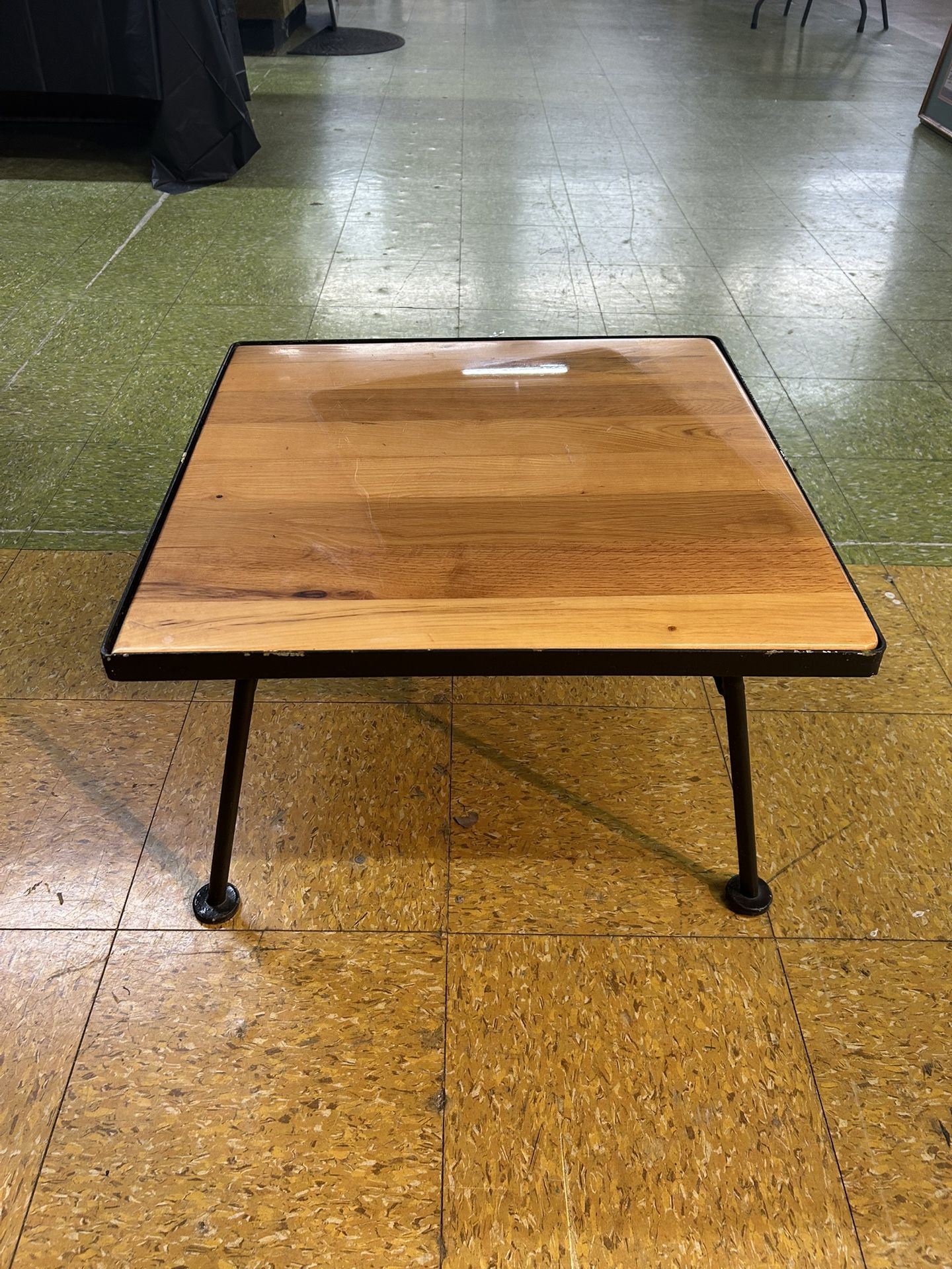 Mid-Century Modern Square (22” L x 22” W x 12.5” High) Wooden Metal Side End Table