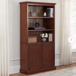 Royce 72 in. Walnut Brown Wood 3-Shelf Standard Bookcase with Adjustable Shelves