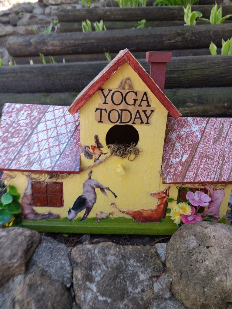 Birdhouse With Farm Animals Doing. Yoga