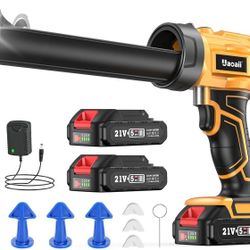 Electric Caulking Gun, Cordless Caulking Gun with 2x 2000mAh Batteries, 9Pcs Silicone Caulking Tools, 4 Adjustable Speeds, LED Light, 10OZ Drip-Free B