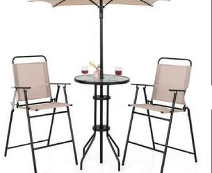 Costway 4PCS Patio Bistro Set Folding Counter...