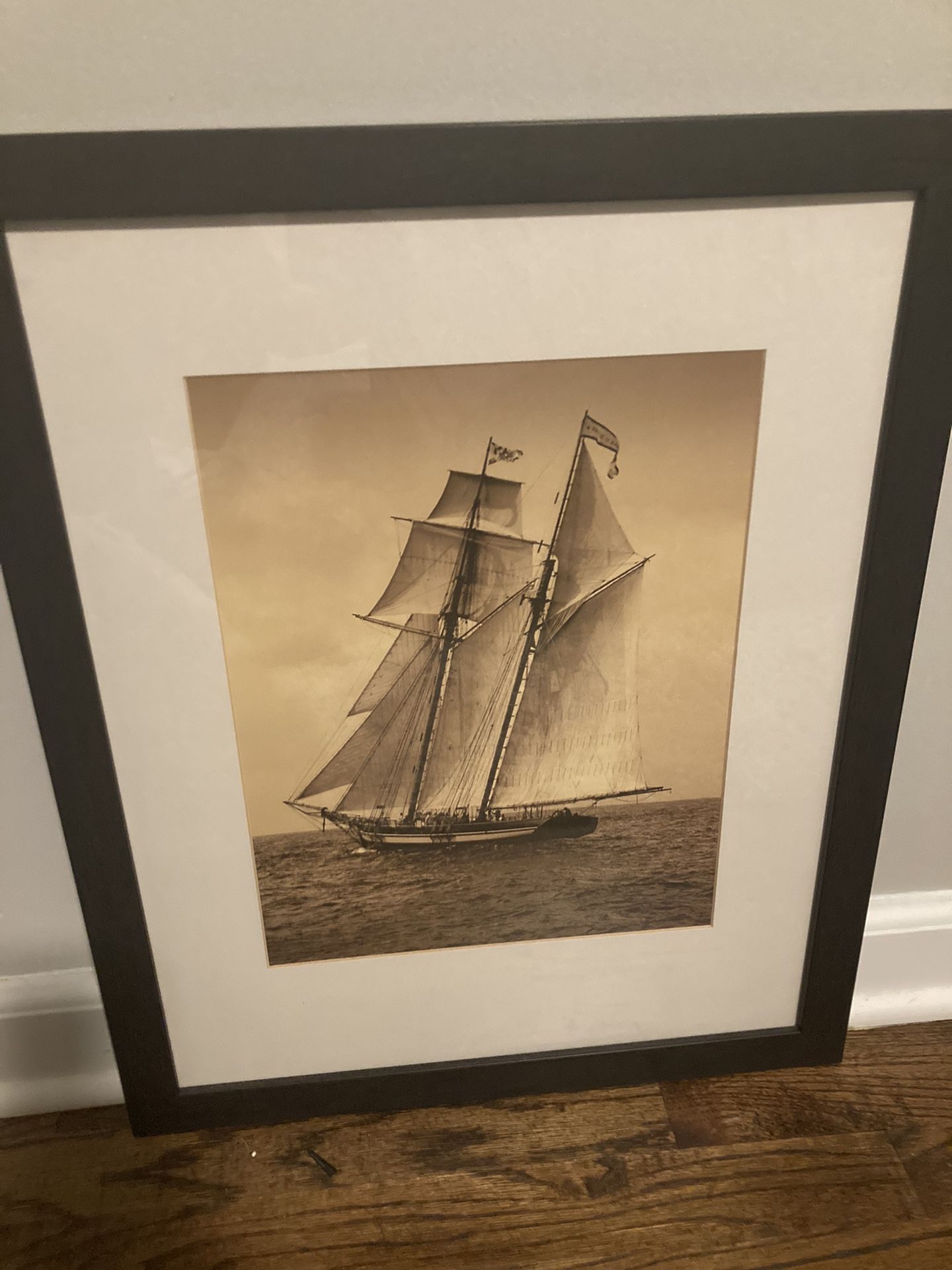 Beautiful new framed wall art of sailboat 