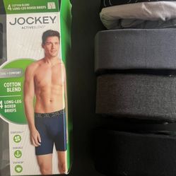 4 MENS JOCKEY COTTON BLEND LONG LEG BOXER BRIEFS 009541 NEW 2XL XXL