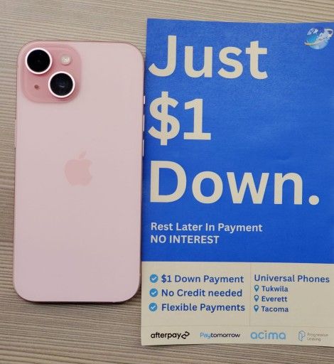 Apple Iphone 15 128gb Unlocked FREE Smartwach/ Headphones. Pay $1 Today Rest in payments. NO CREDIT NEEDED FINANCING