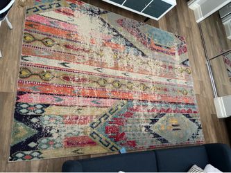 Boho Tribal Print Area Rug 6x9 – Multicolor with pad