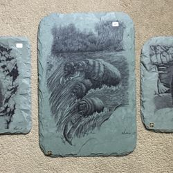 3 Amazing Natural Slate Wildlife Artwork Pieces 