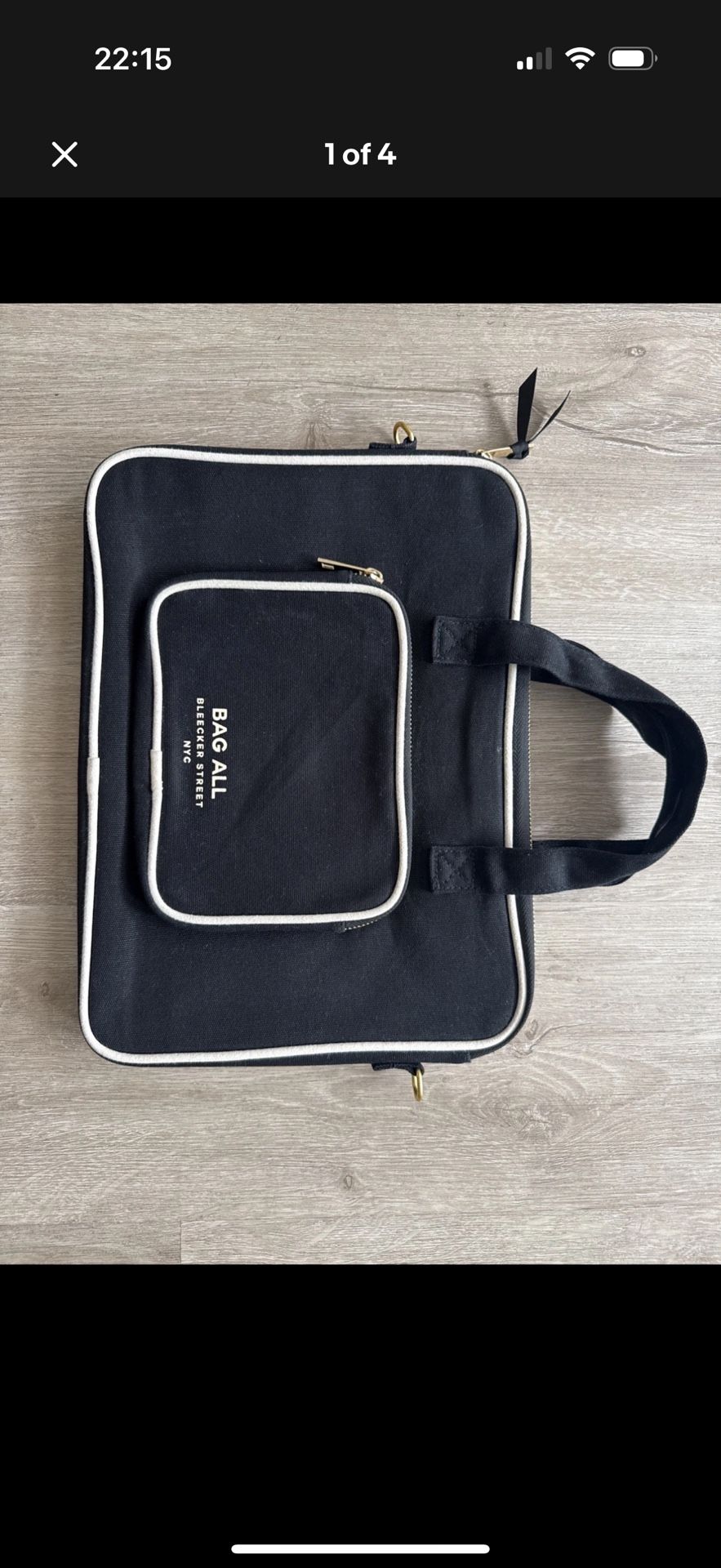 Bag-All Bleecker Street NYC Black Canvas Tote / Laptop Case with Pouch